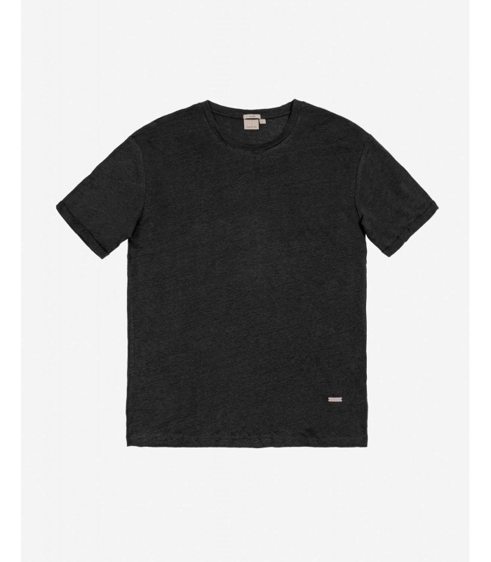 Men's linen T-shirt with a round neckline Gianni Lupo (GL087Q-BLACK)