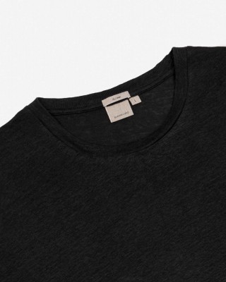 Men's linen T-shirt with a round neckline Gianni Lupo (GL087Q-BLACK)