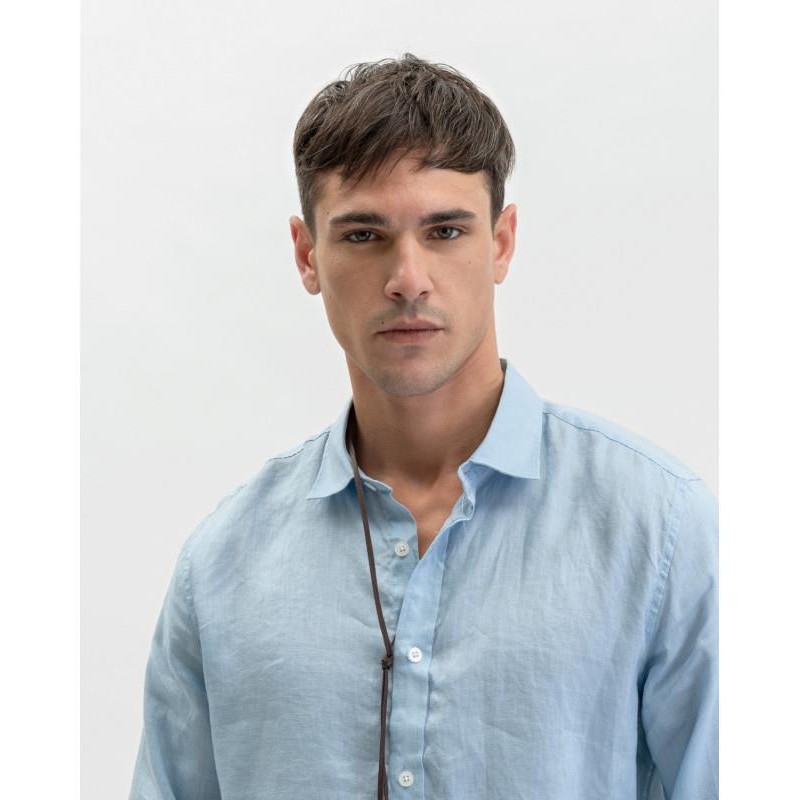 Men's long-sleeve linen shirt Gianni Lupo (GL7619S-LIGHT-BLUE)