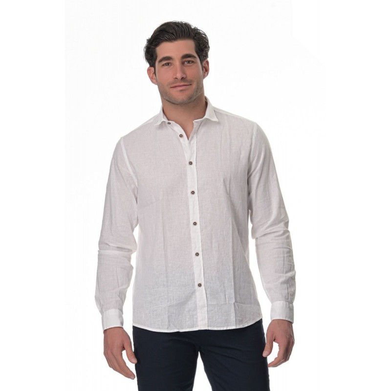 Men's long-sleeve linen shirt Hamaki-Ho (CE1212H-BI-WHITE)