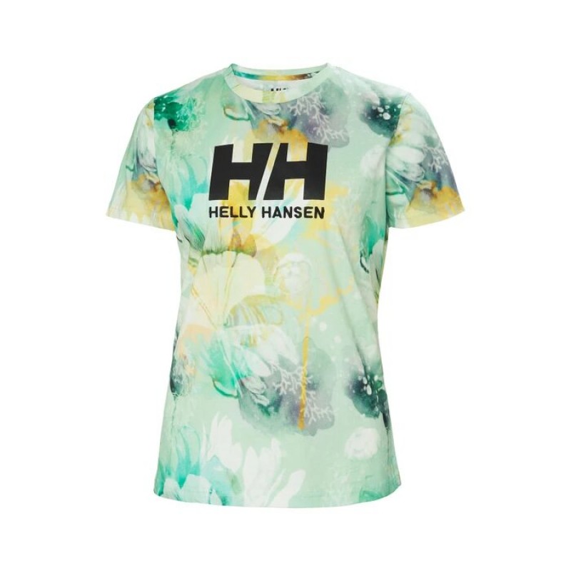 Helly Hansen women's fullprint T-shirt with a round neckline (34262-406-JADE-ESRA-GREEN)