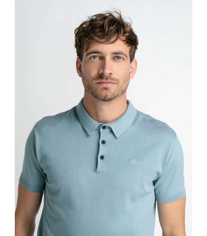 Men's knitted polo T-shirt Petrol Industries (M-1030-KWC207-5170-DUSTY-BLUE)