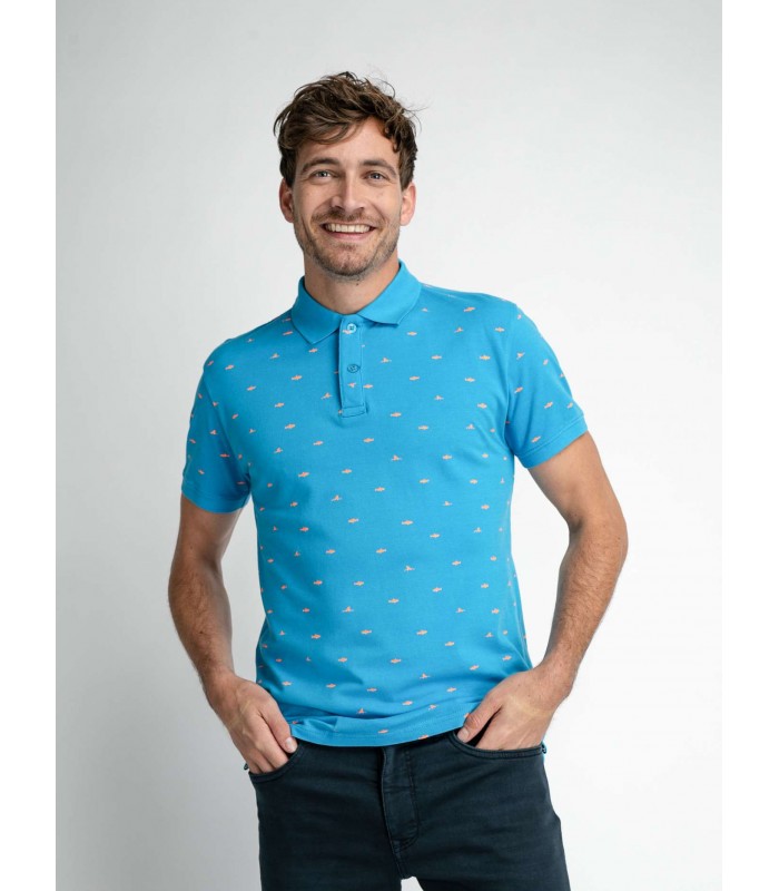 Πόλο T-shirt ανδρικό με δύο κουμπάκια και μικροσχέδιο Petrol Industries (M-1030-POL939-5171-MALIBU-BLUE)