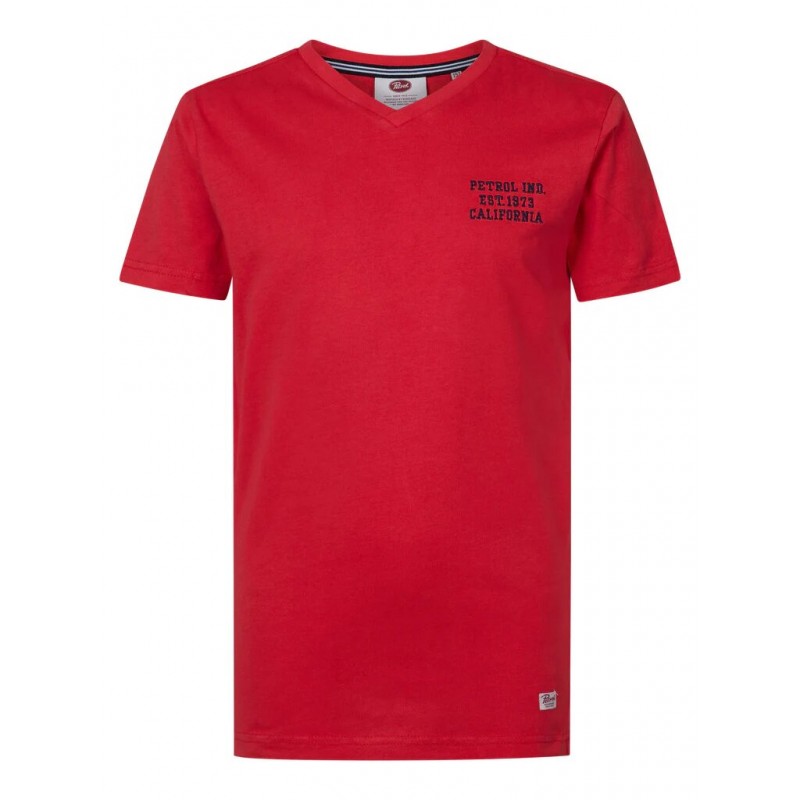 Men's T-shirt with a V-neck Petrol Industries (M-1030-TSV627-3157-IMPERIAL-RED)