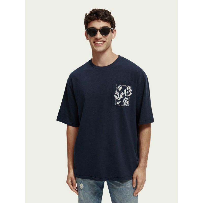 Men's loose fit T-shirt with a round neckline Scotch & Soda (171984-0002-NIGHT-BLUE)