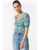 Tiffosi women's floral T-shirt with a V neckline (10048835-CANELA-879-GREEN)