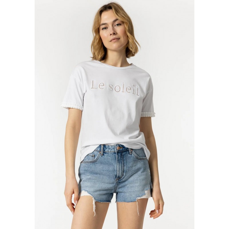 Tiffosi women's T-shirt with round neckline (10048919-CRYSTAL-001-WHITE)