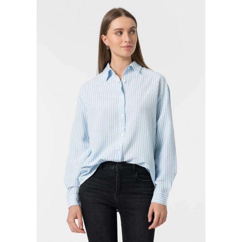 Women's long-sleeved linen shirt Tiffosi (10049055-ELLI-736-LIGHT-BLUE)