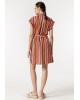 Φόρεμα ριγέ με κοντό μανίκι και κουμπάκια Tiffosi (10049070-JONAS-256-BROWN)