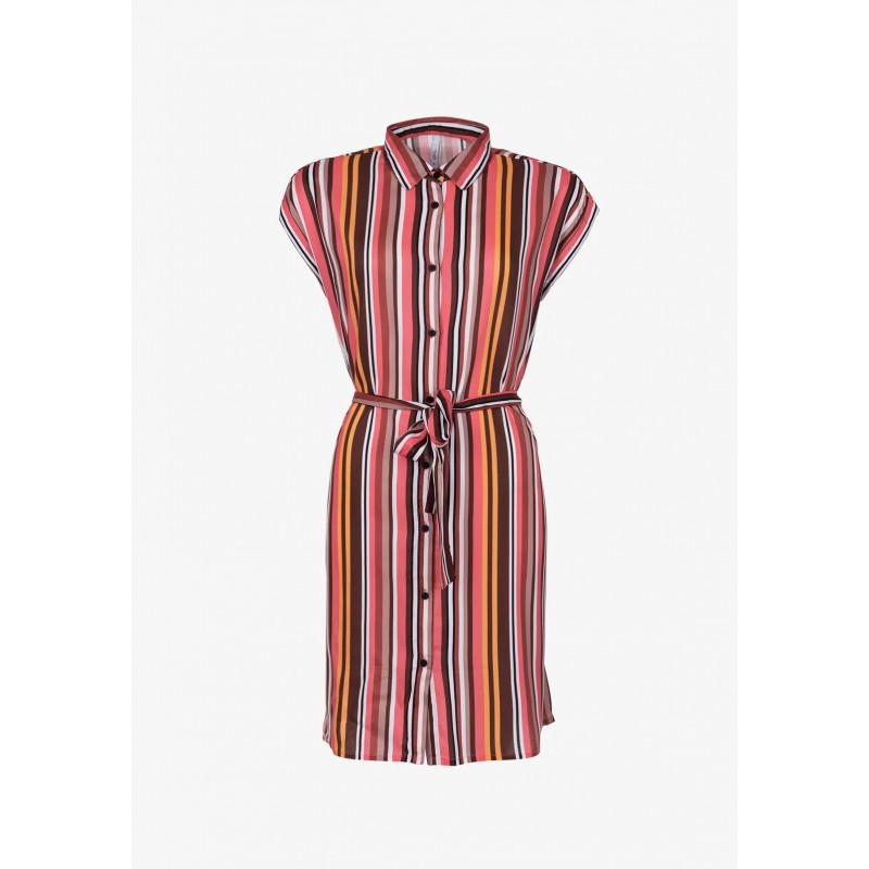 Women's buttoned striped dress Tiffosi (10049070-JONAS-256-BROWN)