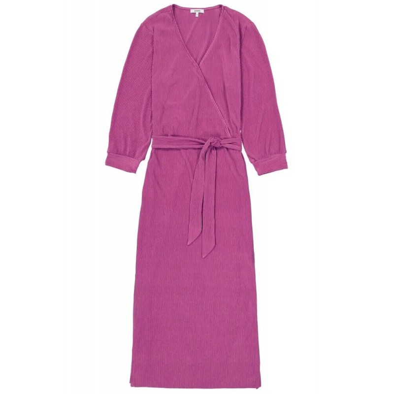 Women's pleated wrap dress with a V-neck & 3/4 -sleeves Garcia Jeans (G30082-3748-MEADOW-MAUVE)