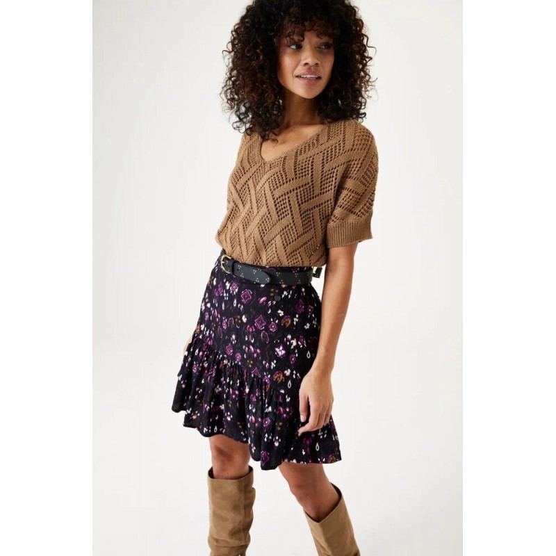 Women's allover-print skirt with ruffles Garcia Jeans (G30120-60-BLACK)
