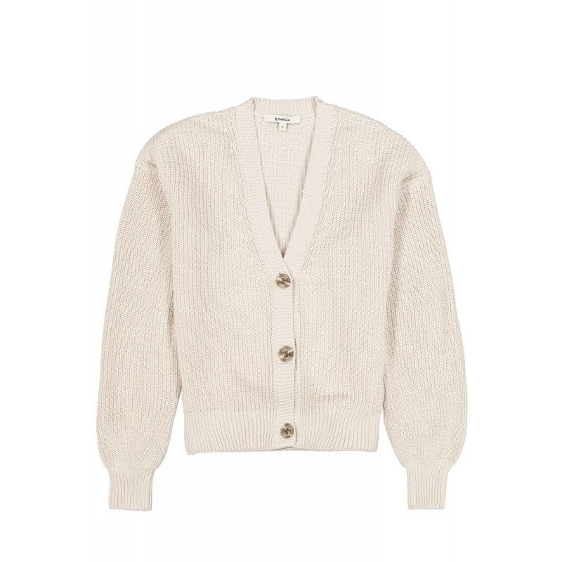 Women's knitted cardigan with buttons Garcia Jeans (Z0009-912-ALMOND-BEIGE)