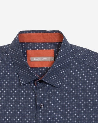 Men's long-sleeved printed shirt Gianni Lupo (GL066DA-NAVY)