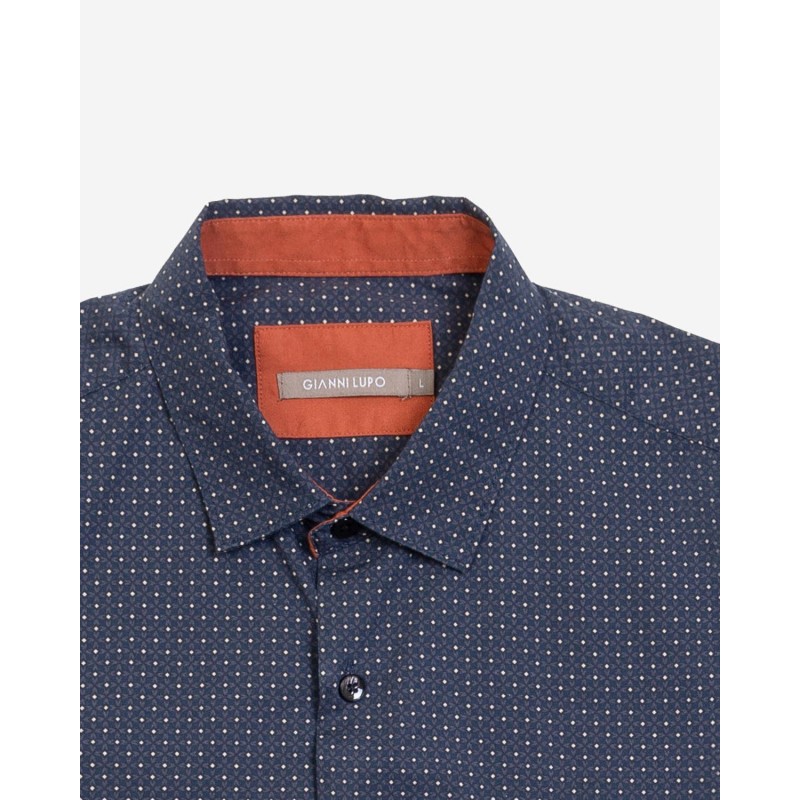Men's long-sleeved printed shirt Gianni Lupo (GL066DA-NAVY)