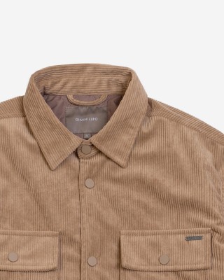 Men's buttoned corduroy overshirt Gianni Lupo (GL5105BD-CAMEL-BROWN)