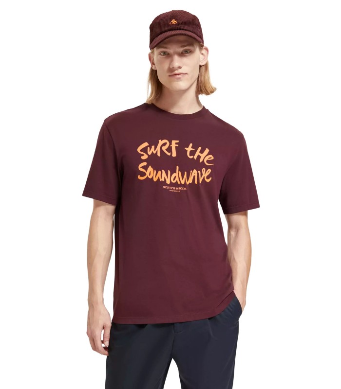 Men's T-shirt with a round neckline Scotch & Soda (175594-6637-BURGUNDY)