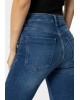 Παντελόνι γυναικείο με φερμουάρ σε high waist cropped γραμμή Tiffosi (10052283-MEGAN-E10-BLUE) 
