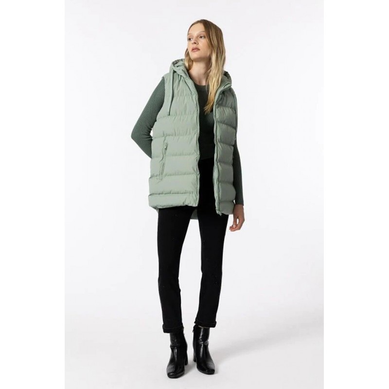 Tiffosi women's hooded vest (10053225-FUJI-846-FOAM-GREEN)