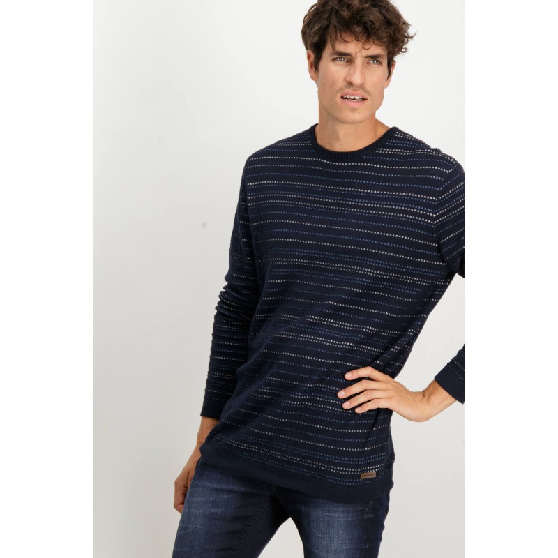 Men's pullover with a round neckline Garcia Jeans (T81246-292-DARK-MOON-BLUE)