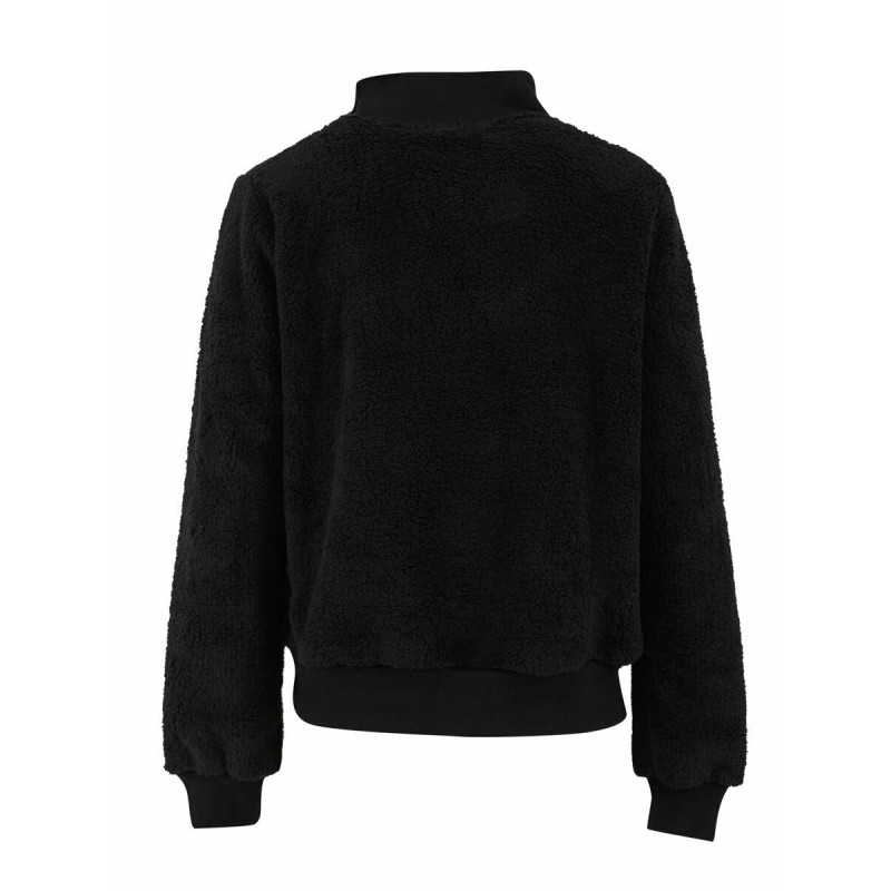 Women's hoodie fleece with zipper on the neck Ltb  (POBATA-81037-BLACK)