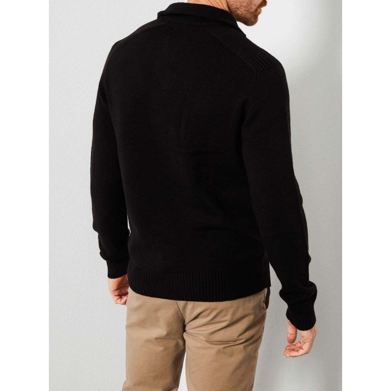 Men's pullover with buttons Petrol Industries (M-3000-KWC221-9999-BLACK)
