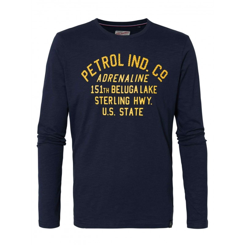 Petrol Industries men's long sleeve T-shirt with round neckline (M-3000-TLR606-5091-DEEP-NAVY)