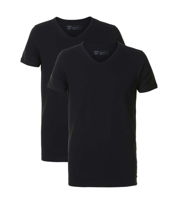 Petrol Industries men's T-shirt (2pack) with V neckline (M-BF-VLYCRA-9999-BLACK)