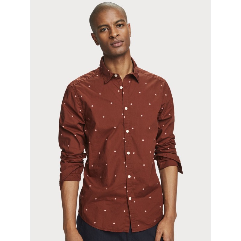 Men's long-sleeved shirt Scotch & Soda (156863-0020-COMBO-D-BRICK-RED)