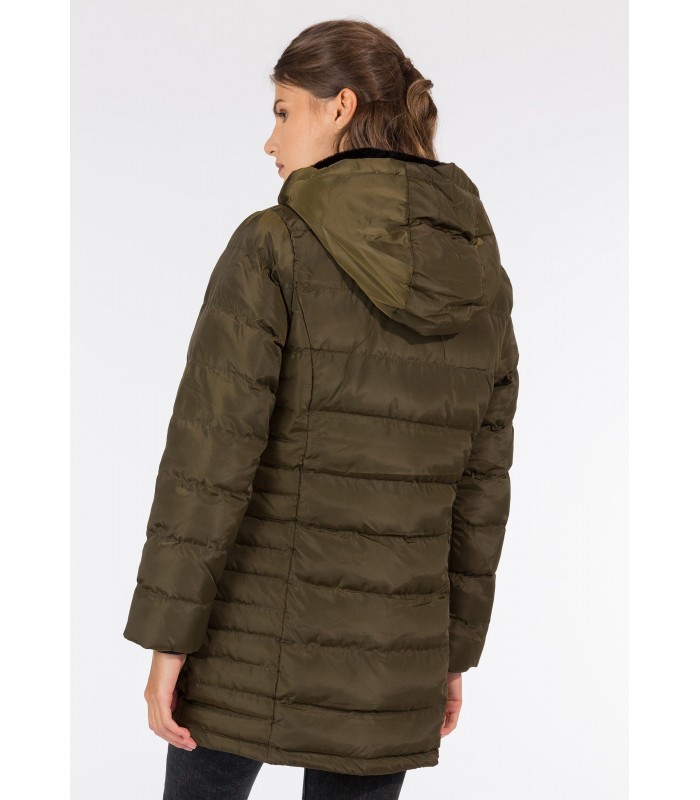 Tiffosi women's puffer jacket with hood (10036229-CIERRA-ARMY-GREEN)