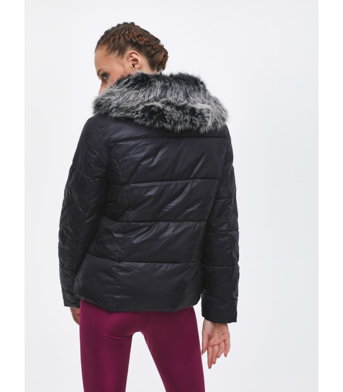 Ltb women's quilted jacket with detachable fur (CAHOLE-44003-BLACK)