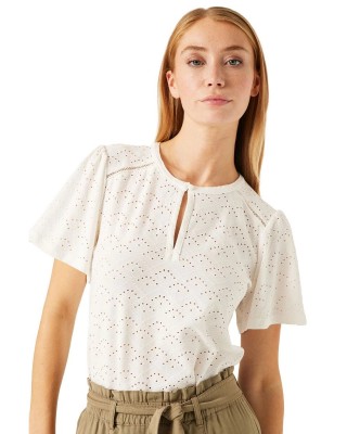 Μπλούζα γυναικεία κοντομάνικη με στρογγυλή λαιμόκοψη Garcia Jeans (O40008-53-OFF-WHITE)