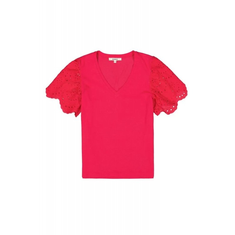 T-shirt γυναικείο με λαιμόκοψη V Garcia Jeans (O40009-8891-LUSH-PINK)