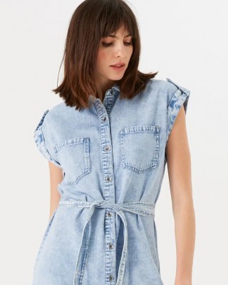 Φόρεμα τζιν με κουμπιά & ζώνη Garcia Jeans (P40286-1837-MEDIUM-USED-BLUE)