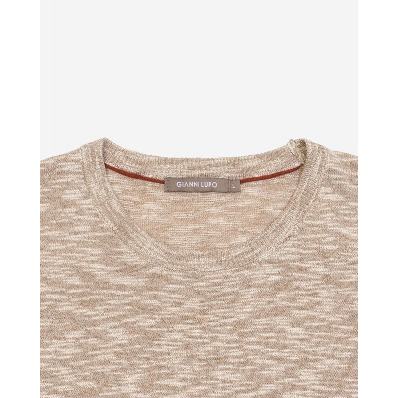T-shirt ανδρικό πλεκτό με στρογγυλή λαιμόκοψη Gianni Lupo (GL33761-CORDA-BROWN)