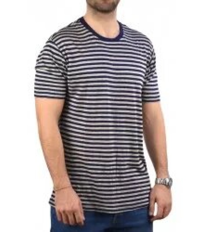 T-shirt ανδρικό ριγέ με στρογγυλή λαιμόκοψη Gianni Lupo (GL557L-NAVY-BLUE)