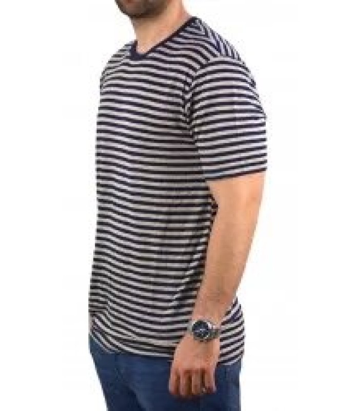 T-shirt ανδρικό ριγέ με στρογγυλή λαιμόκοψη Gianni Lupo (GL557L-NAVY-BLUE)