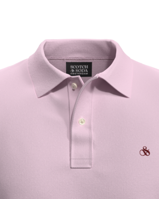 Men's classic two buttons polo T-shirt Scotch & Soda (175557-6936-SEA-FLOWER-PINK)