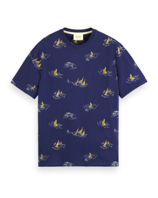Men's T-shirt with a round neckline Scotch & Soda (175567-7113-SAILBOAT-NAVY-BLUE)