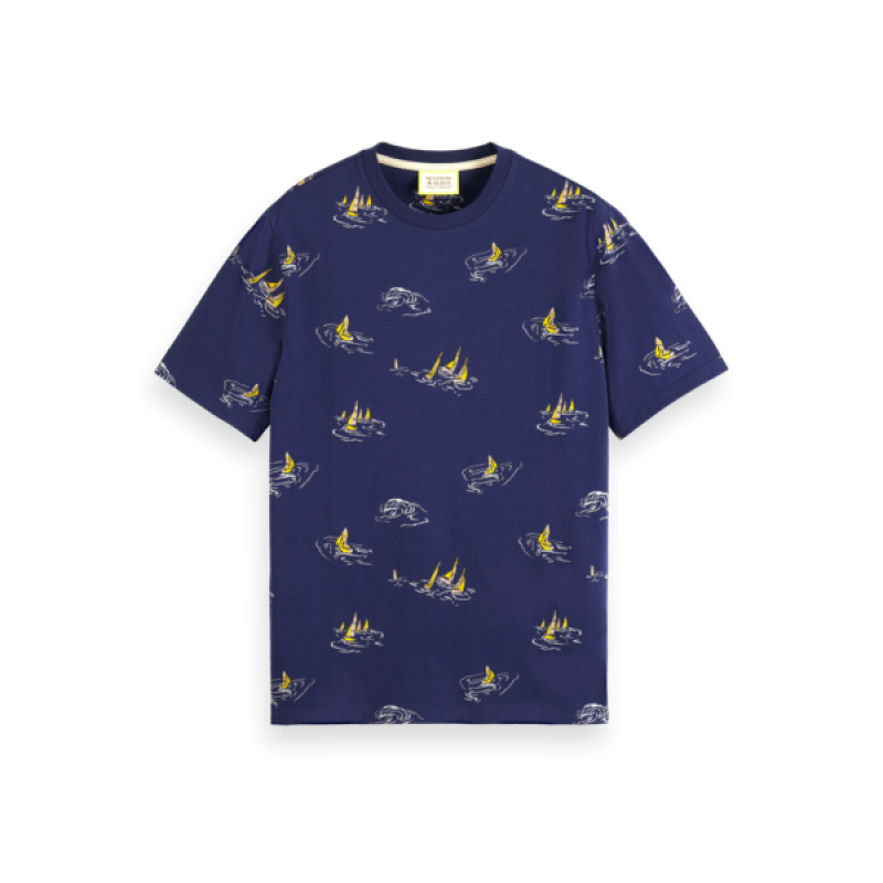 T-shirt ανδρικό με στρογγυλή λαιμόκοψη Scotch & Soda (175567-7113-SAILBOAT-NAVY-BLUE)