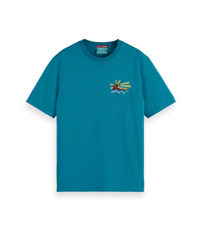 T-shirt ανδρικό με στρογγυλή λαιμόκοψη Scotch & Soda (175641-0716-PETROL-BLUE)