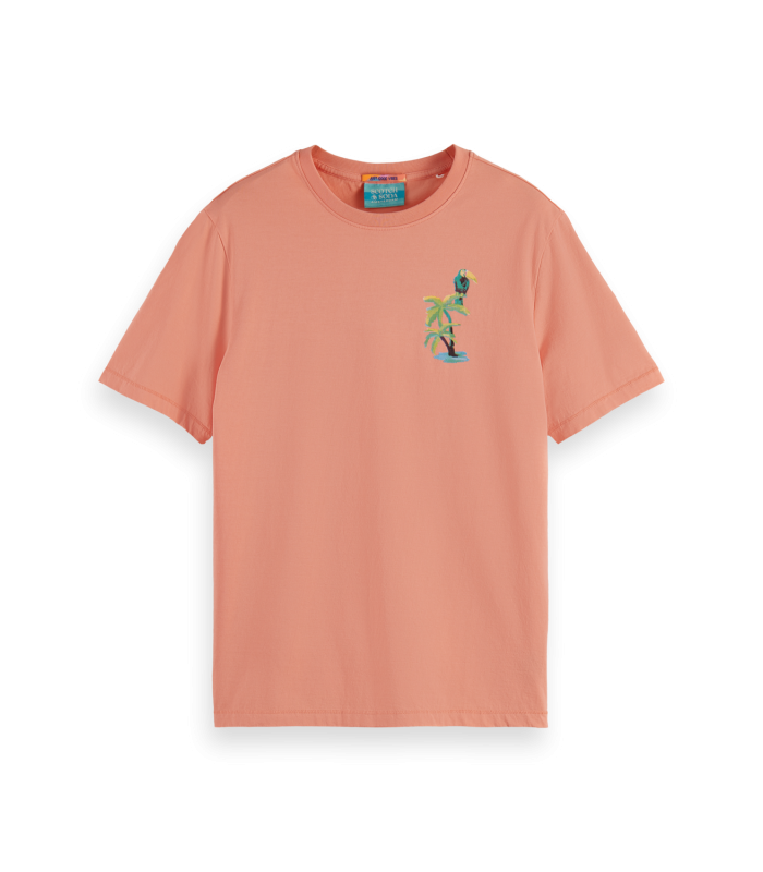 T-shirt ανδρικό με στρογγυλή λαιμόκοψη Scotch & Soda (175641-2748-CORAL-REEF-SALMON)