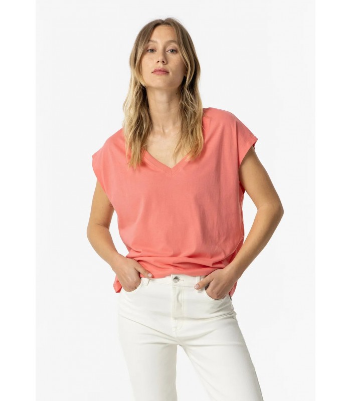 T-shirt γυναικείο με λαιμόκοψη V Tiffosi (10053918-CHARLIZE-659-CORAL-PINK)