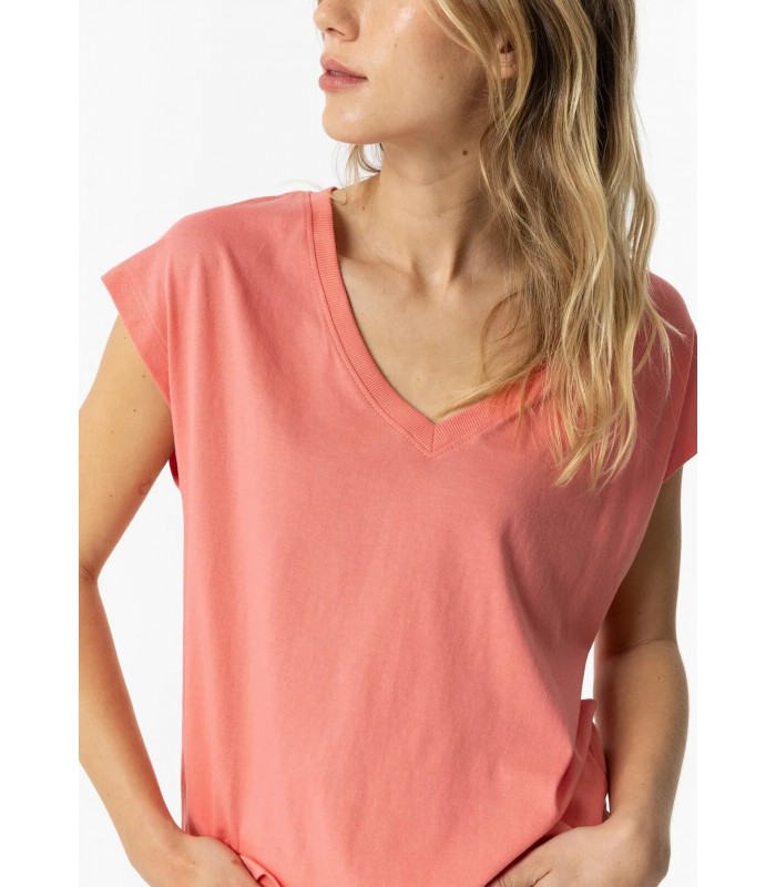T-shirt γυναικείο με λαιμόκοψη V Tiffosi (10053918-CHARLIZE-659-CORAL-PINK)