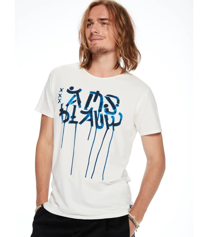 T-shirt ανδρικό με χαλαρή λαιμόκοψη Scotch & Soda (141311-01-WHITE)